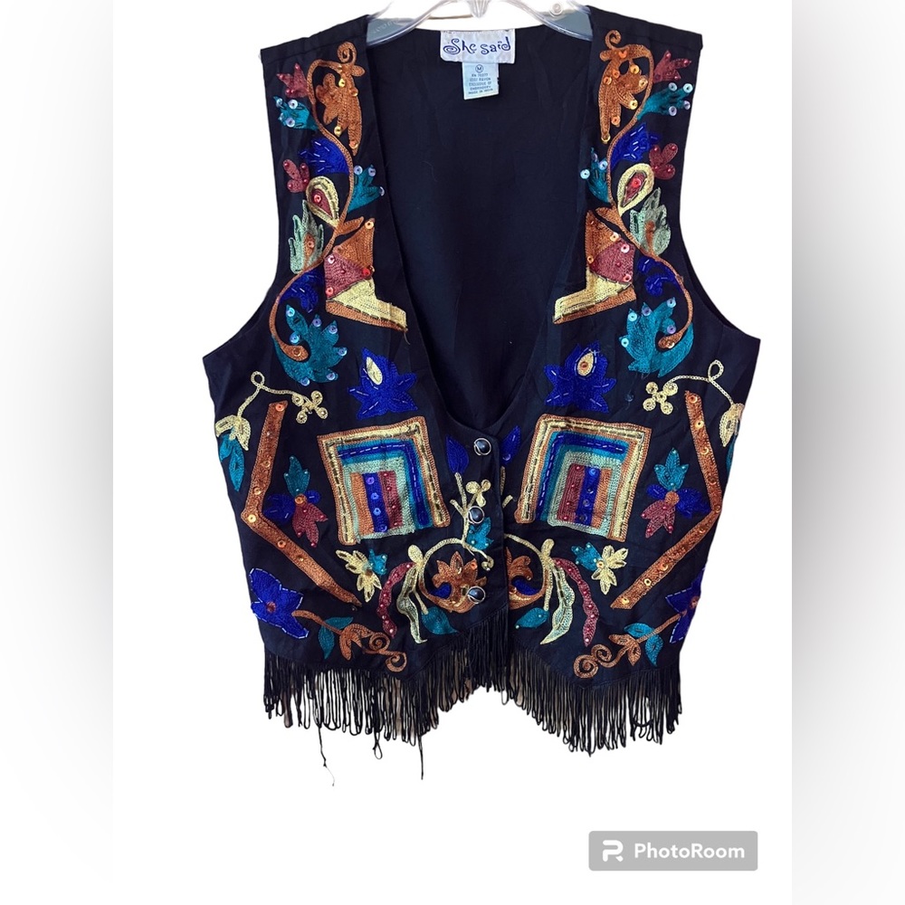 She Said Colorful Embroidered Vest